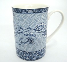 222 Fifth Blue Dynasty Mug Floral Tone on Tone Tall and Skinny - £5.80 GBP