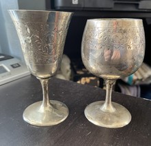 Pair of 2 Beautiful Silver Plate Goblets. Marked Pakistan G. Silver - £15.98 GBP
