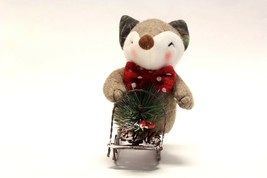 5.5&quot; PLUSH HOLIDAY WOODLAND FRIENDS RACCOON CHRISTMAS TABLETOP HOLIDAY D... - $9.88