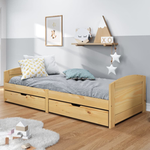 Rustic Wooden Solid Pine Wood Daybed Single Sofa Bed With 2 Storage Drawers - £218.74 GBP