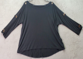 Cable &amp; Gauge Blouse Top Women&#39;s XL Black Viscose Long Casual Sleeve Round Neck - £14.09 GBP