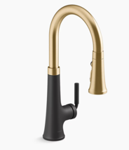Kohler 23764–BMB Tone Single Handle Kitchen Faucet-Matte Black and Moderne Brass - £268.50 GBP