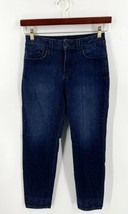 NYDJ Jeans Size 4 Ankle Dark Blue Denim Lift Tuck Cuff Design Technology - £27.25 GBP