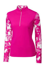NWT ANNIKA CUTTER & BUCK FUCHSIA Thrill Floral Long Sleeve Mock Golf Shirt - S image 2