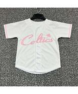 Boston Celtics Jersey Shirt Kids 7 White Pink NBA Button Up Short Sleeve... - $40.31 CAD
