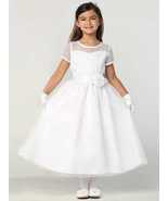 Girls White First Communion Dress w/ Embroidered Tulle &amp; Organza Skirt (... - $3,435.87 MXN