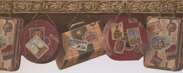 Vintage Suitcases Bags on Hooks Pine Green FFM10063B Wallpaper Border - £23.88 GBP