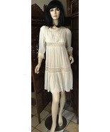 Vintage 1930s/40s Sheer White Dress with Embroidered Net Details XS - £21.34 GBP