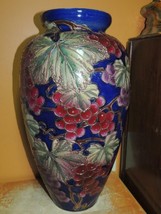 Large Cobalt Vase 15.5&quot; Blue grapevine gold moriage poss Satsuma Antique... - $993.59 MXN