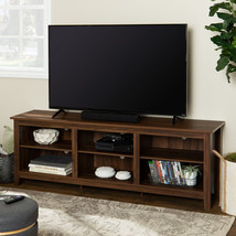Wooden TV Stand 78&quot; Entertainment Center Media Storage Home Theater Shelf Brown - £199.47 GBP