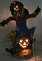 Bryon Molds 1977 Scarecrow Pumpkin Light Up Tested 12&quot; Tall - £30.92 GBP