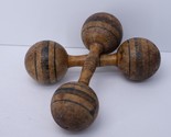 Antique Victorian Wooden Dumbells Hand Weights Set of 2 - £54.13 GBP