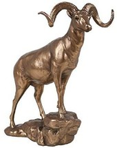 Large Country Wildlife Bighorn Sheep Ram Climbing On Rock Statue In Gold... - £43.45 GBP