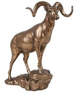Large Country Wildlife Bighorn Sheep Ram Climbing On Rock Statue In Gold... - $74.88 CAD