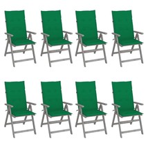  Garden Chair Set of 8 Grey Solid Acacia wood, 100% polyester fabric - $15,705.15 MXN