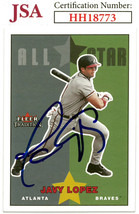 Javy Lopez signed 2003 Fleer Tradition Update Baseball On Card Auto #U230- JSA # - £15.67 GBP