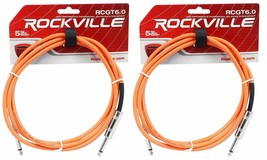 2 Rockville RCGT6.0O 6&#39; 1/4&quot; TS to 1/4&#39;&#39; TS Guitar/Instrument Cable - £22.41 GBP