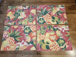 4- Fruit  Splash Colorful Soft Cotton Placemats DBL Sided Clean Pretty! - £11.58 GBP