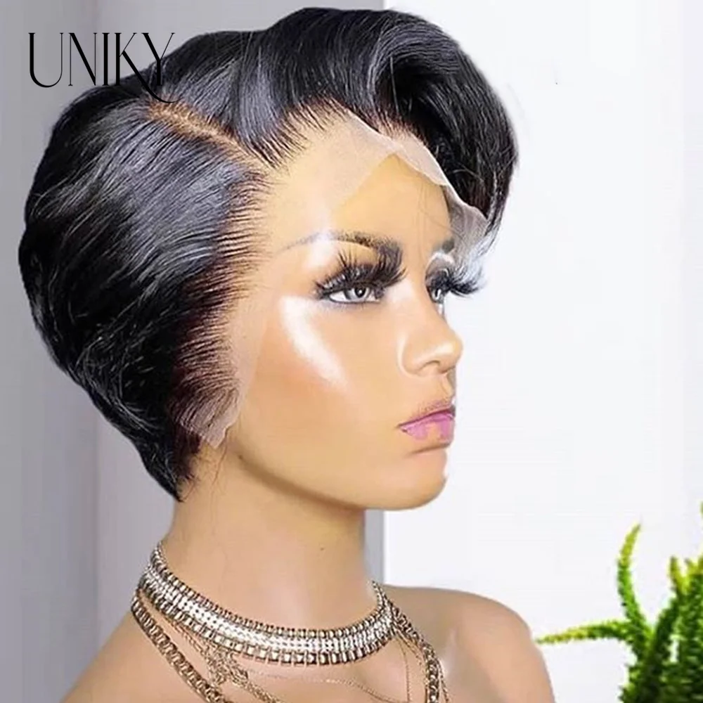 13x4 Pixie Cut Wig Lace Front Human Hair Wigs PrePlucked Brazilian Ha - £41.58 GBP+