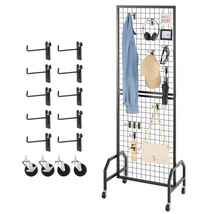 VEVOR Grid Wall Panel, 1.9 x 5.4 ft Wire Grid Panels Display Rack, with ... - $43.99