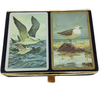  Congress Double Deck Playing Cards Velvet Box Seagulls Beach Ocean Cel-u-tone - £12.01 GBP