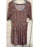 Lularoe Nicole 2XL Kaleidoscope Knee Length Elbow Sleeve Dress NEW - $14.85