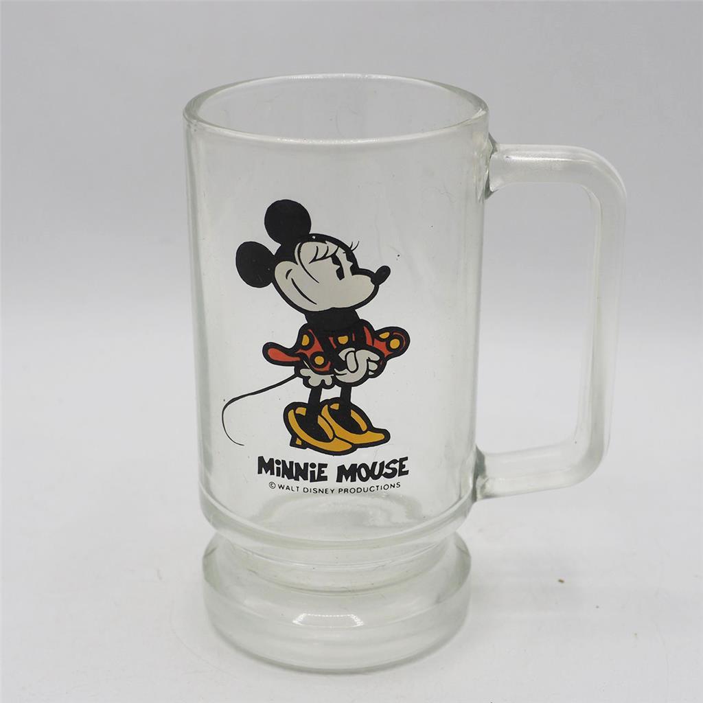 Primary image for Vintage Disney Minnie Mouse clear glass Stein Handled Mug