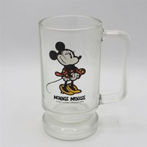 Vintage Disney Minnie Mouse clear glass Stein Handled Mug - $14.84