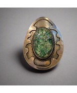 Vintage Southwestern Sterling Brooch with Green Dichroic Glass Cabochon - $1,641.98 MXN