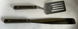 Vintage Ekco Flint Stainless Short Slotted Spatula 9.75” Icing Spreader 12” USA - £38.94 GBP