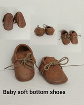 Baby Brown Soft Bottom Detail Shoes Size 0-3 Mos - £4.71 GBP