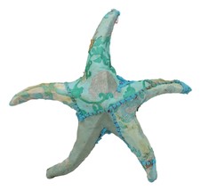 Starfish Sea Star Hand Crafted Paper Mache In Colorful Sari Fabric Figurine - £25.47 GBP