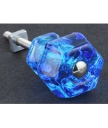 Vintage Style Depression Glass Cabinet Knobs Pull Victorian Peacock Blue... - £15.21 GBP