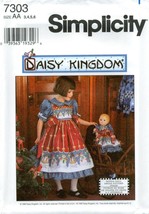 Simplicity 7303 Girls 5-8 Daisy Kingdom Winter Dress Pinafore Doll Pattern UNCUT - £10.98 GBP
