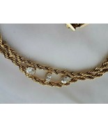 CZ Necklace Gold Tone Twisted Double Chain - £37.45 GBP
