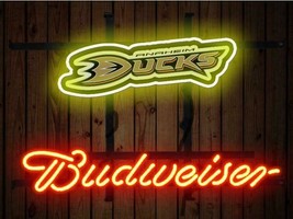 Budweiser Anaheim Ducks Neon Sign 14&quot;x10&quot; Beer Bar Light Artwork Man Cave Gift - £66.60 GBP