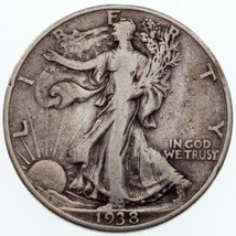 1938-D 50C Walking Liberty Half Dollar Fine+ Condition, Natural Color - £69.40 GBP