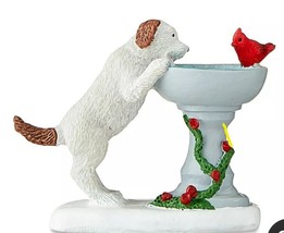 HOLIDAY TIME CHRISTMAS VILLAGE ACCESSORIES - DOG DRINKING IN BIRDBATH - $107.97 MXN