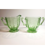 Antique Cameo Ballerina Depression Uranium Glass Creamer &amp; Sugar Bowl Se... - $39.60