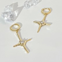 Celestial Star Hoop Earrings For Women Micro Inlay Sparkly Zircon Huggie Earring - £10.56 GBP