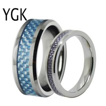 Jewelry Love Forever Ring Blue Fiber Silver Bevel New Tungsten Ring Tungsten Wed - £29.27 GBP