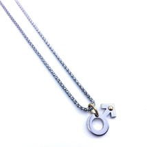 Men&#39;s Italian Stainless Steel 14k Yellow Gold Popcorn Chain Male Symbol Necklace - £50.53 GBP