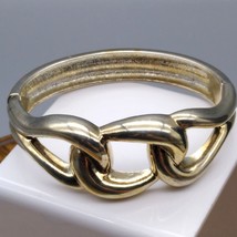 Chunky Retro Clamper Bracelet, Polished Silver Tone in Chain Links Design - £25.43 GBP
