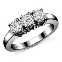 1.50ct Women's Unique Round Three Stone Moissanite 14K BG Basket Engagement Ring - £668.70 GBP