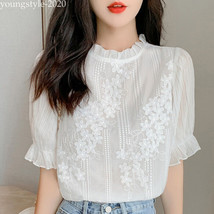 White Chiffon Sweet Fairy Bell Sleeve Tops - $65.55