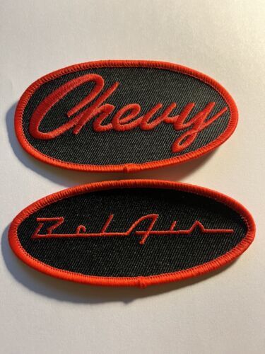 CHEVY BEL  AIR BLACK RED  SEW/IRON ON PATCH BADGE EMBLEM EMBROIDERED - $12.86