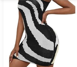 Floerns Women&#39;s Zebra Striped Print Sleeveless Bodycon Sweater Mini Dress - £14.61 GBP