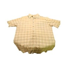 Vintage Perry Ellis Men`s Shirt Beige Cream Plaid Short Sleeve Button Down  L - £15.68 GBP