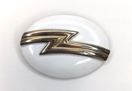 VTG Monet Lightning Bolt Brooch Zigzag White Enamel Gold Tone Letter Initial &quot;Z&quot; - $15.00