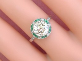 Estate Art Deco 1.77ct Euro Diamond Solitaire Emerald Halo Engagement Ring Egl - £10,319.62 GBP
